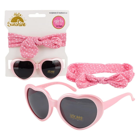 Hello Sunshine Sunglasses & Headband Set - UV 400 Protection - Girls For Age 0-3 Years - Polka Dots