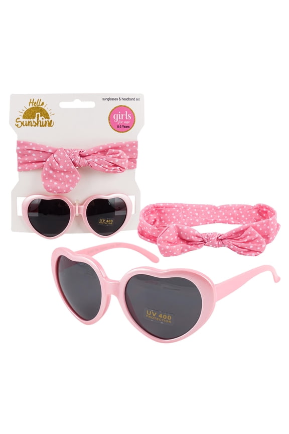 Sunglasses & Headband Set - UV 400 Protection - Girls For Age 0-3 Years - Polka Dots