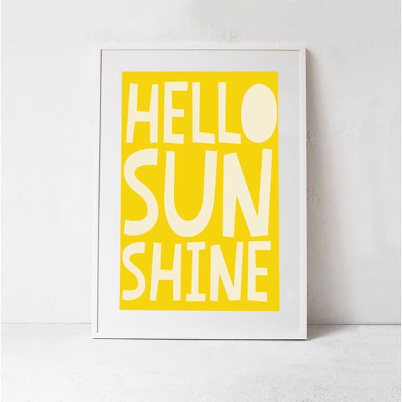 Hello Sunshine Yellow Nursery Art Yellow, Stretched Canvas Size 16x24