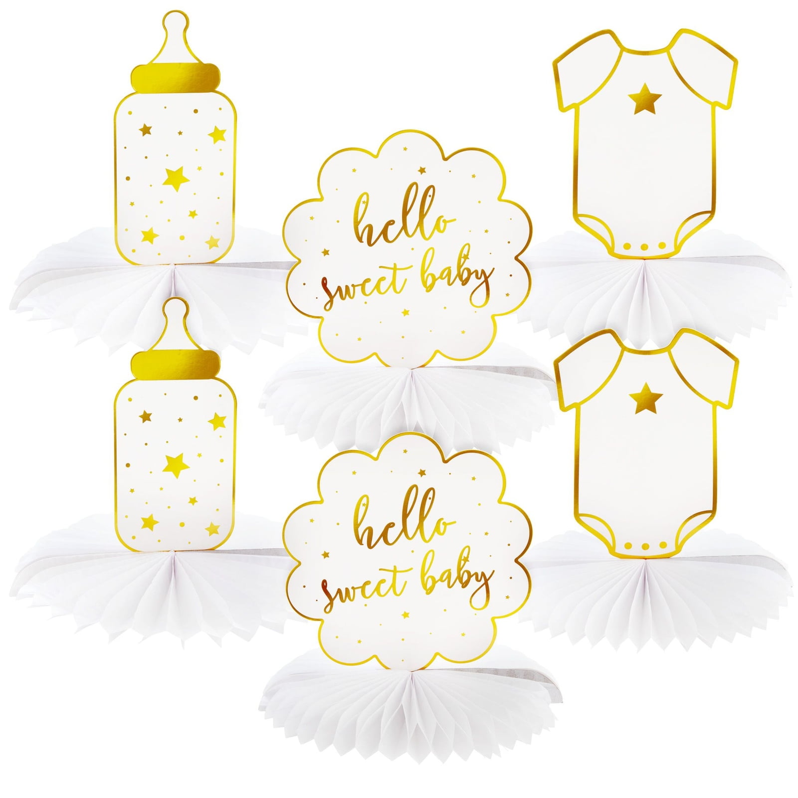 Hello Sweet Baby Table Centerpieces, Honeycomb Gender Neutral Baby
