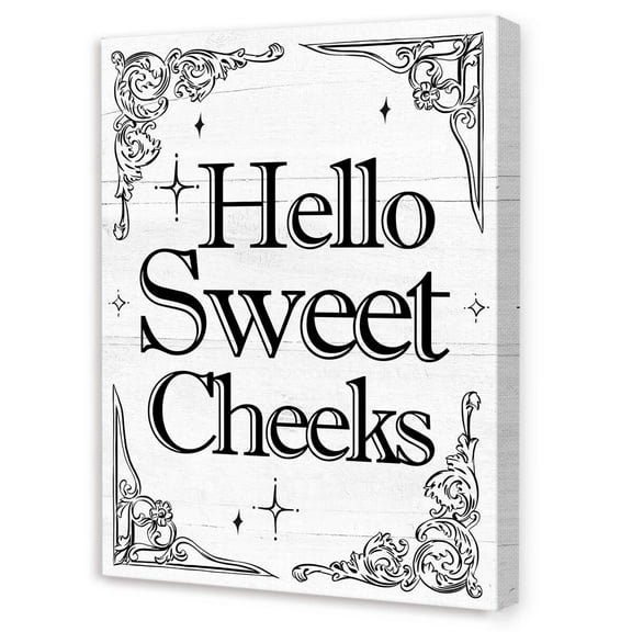 Hello Sweet Cheeks Bathroom Wall Decor,Funny Bathroom Canvas Wall Art for Toilet Restroom Washroom