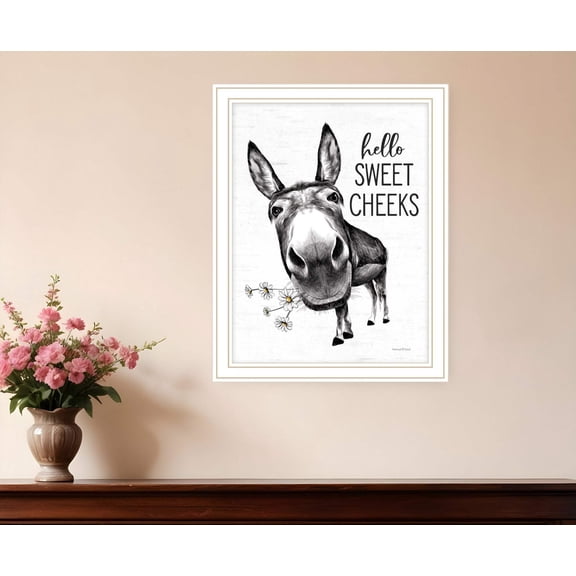 Hello Sweet Cheeks Donkey Black Framed Print Bathroom Wall Art