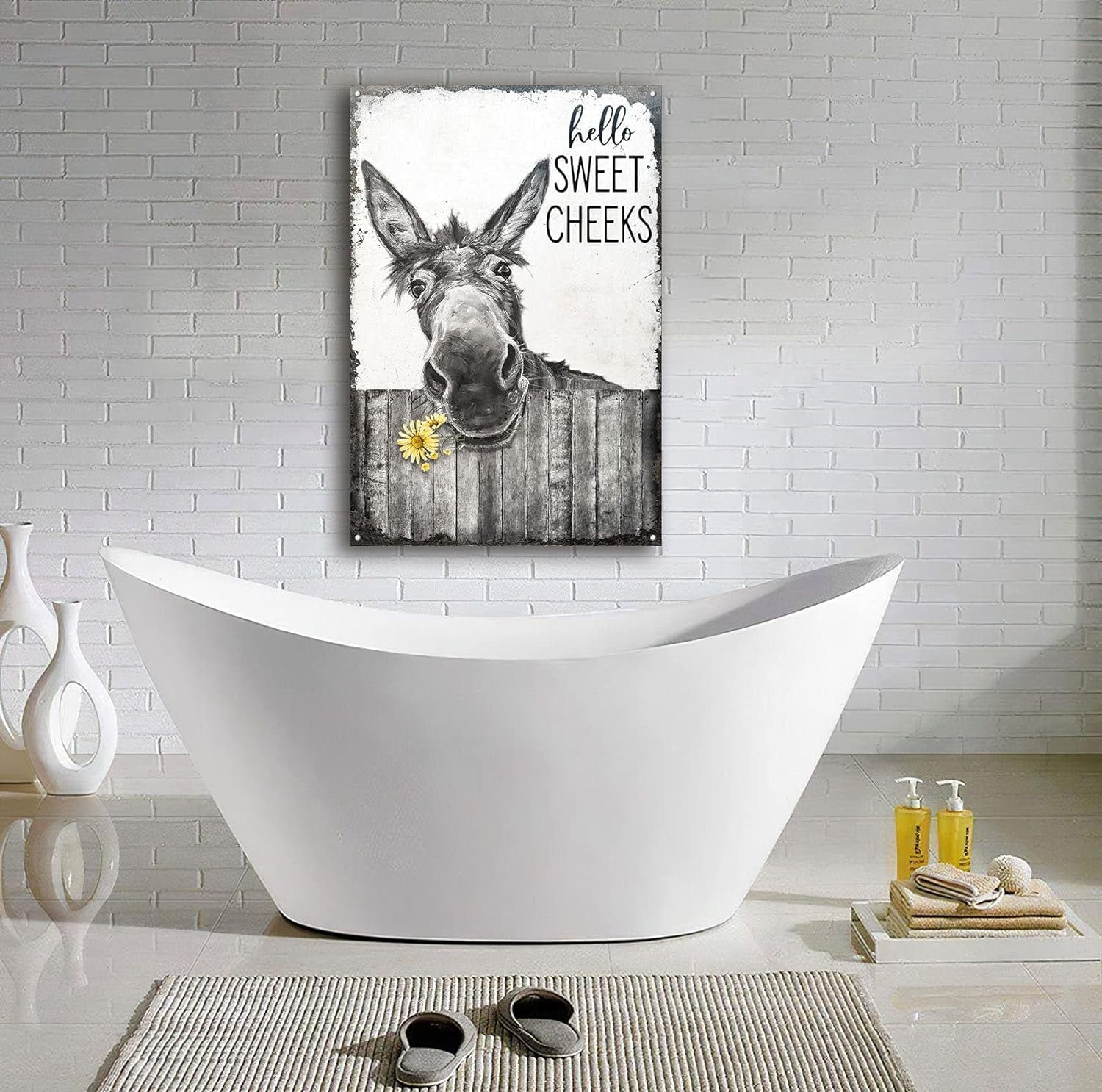 Hello Sweet Cheeks Donkey Poster Bathroom Poster Funny Donkey Poster