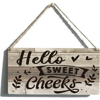 Hello Sweet Cheeks Sign Funny Bathroom Farmhouse Wooden Hanging Sign Plaque Rustic Wall Art Decor Home Decoration 10x5 Inch