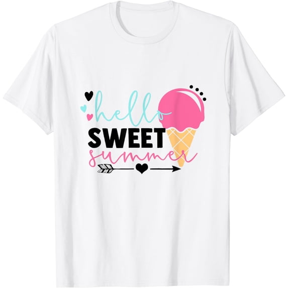 Hello Sweet Summer Vibes Beach Vacay Summertime Ice Cream T-Shirt