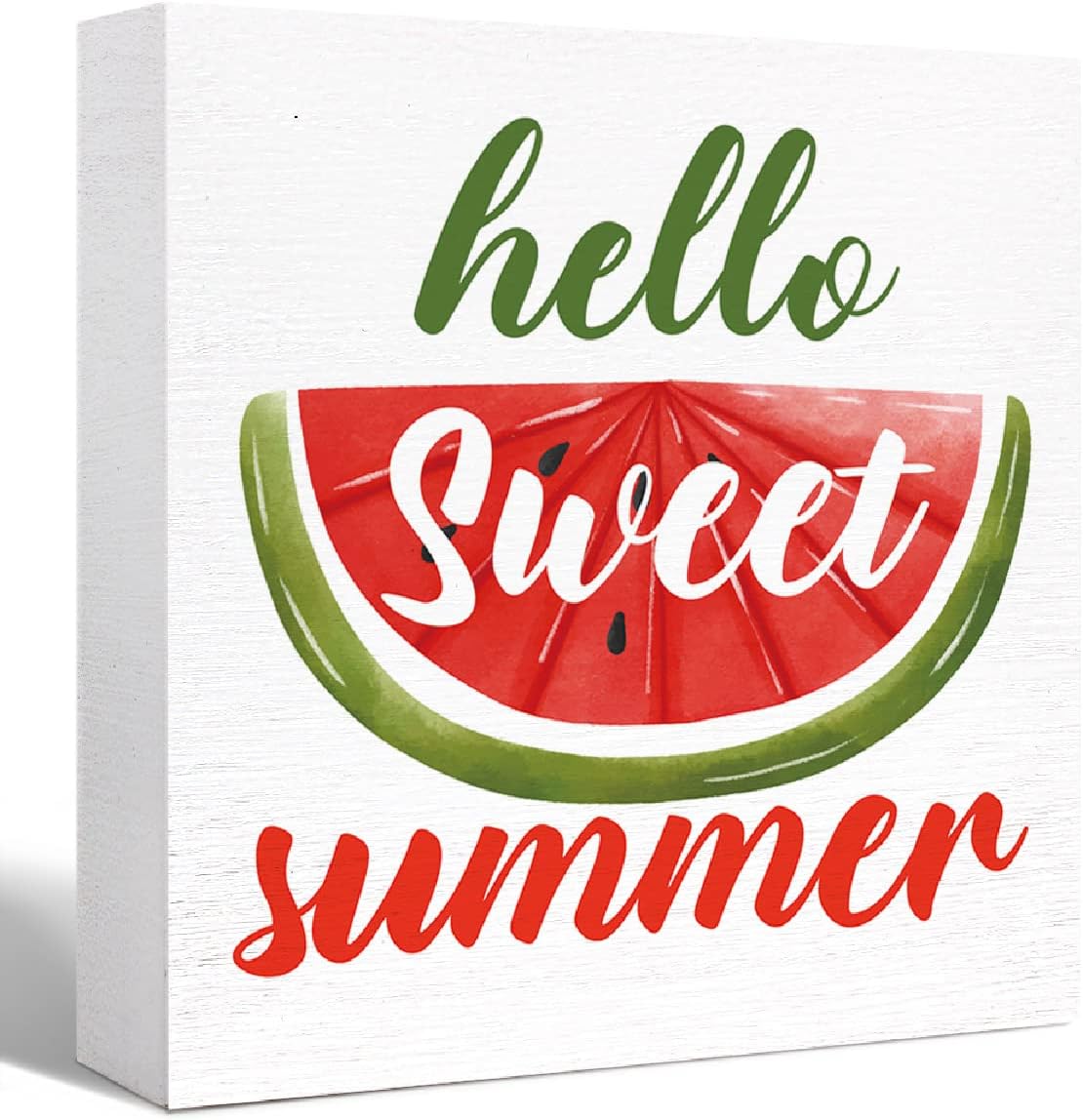 Hello Sweet Summer Wood Box Sign Summer Watermelon Wooden Block Sign ...