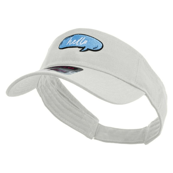 Hello Talk Bubble Embroidered Cotton Twill Sun Visor - White OSFM