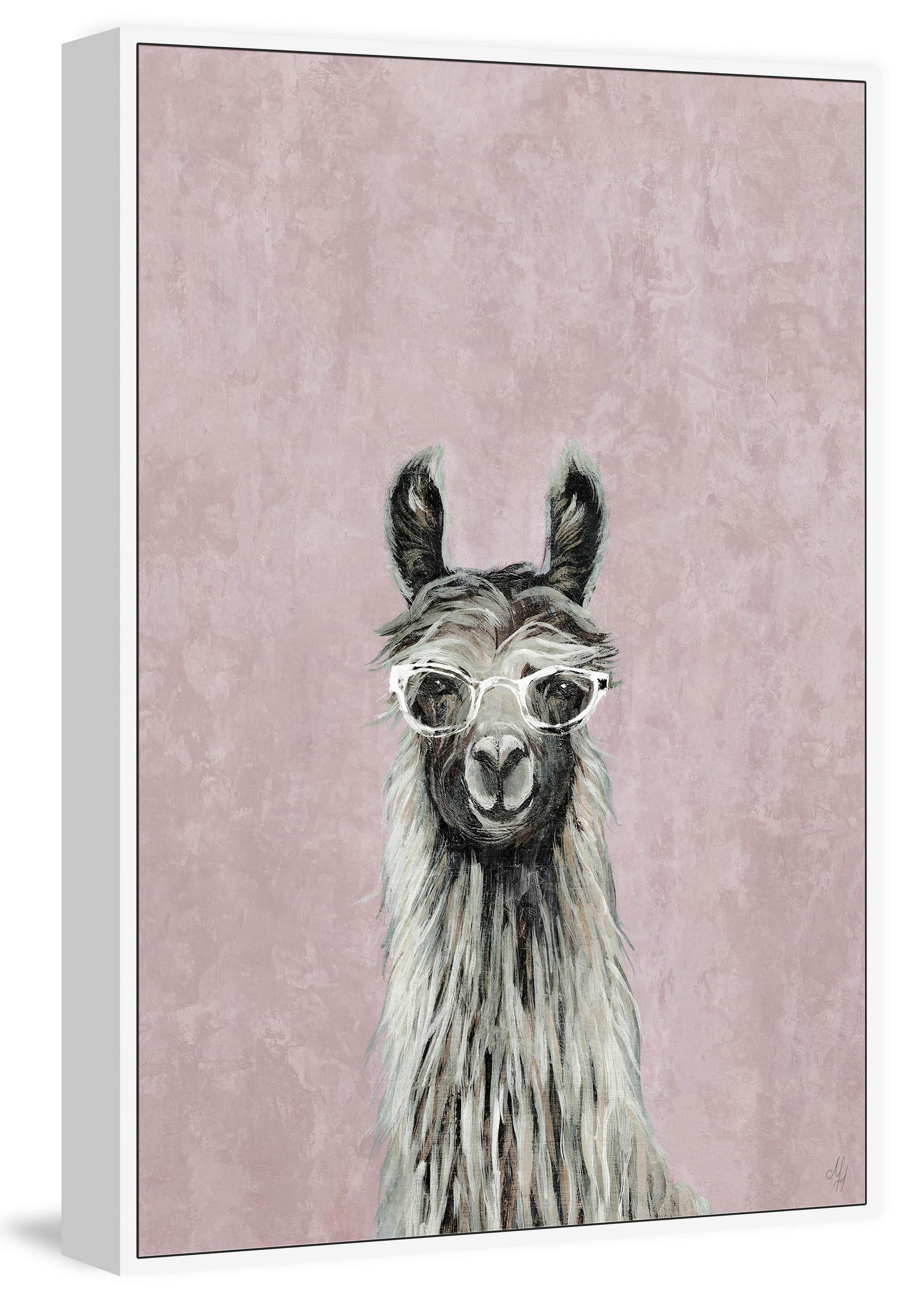 Hello There Llama Floater Framed Painting Print on Canvas