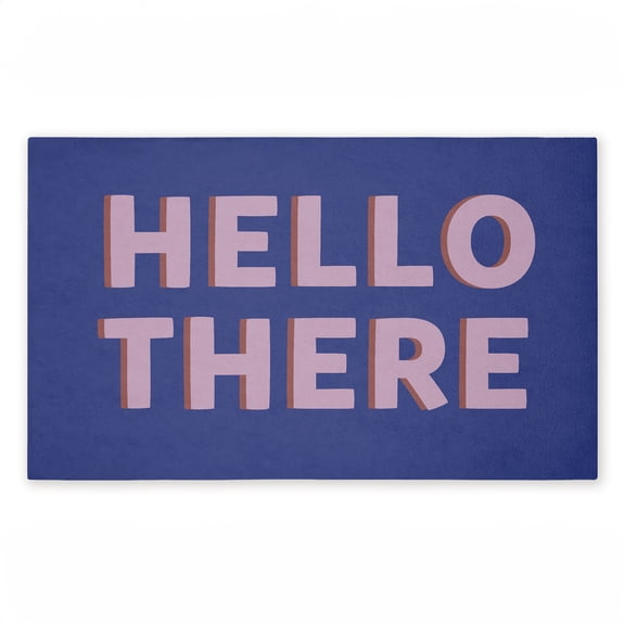 Hello There Minimal Greeting Printed Outdoor Door Mat, design by Angela Nickeas, 18"x30"