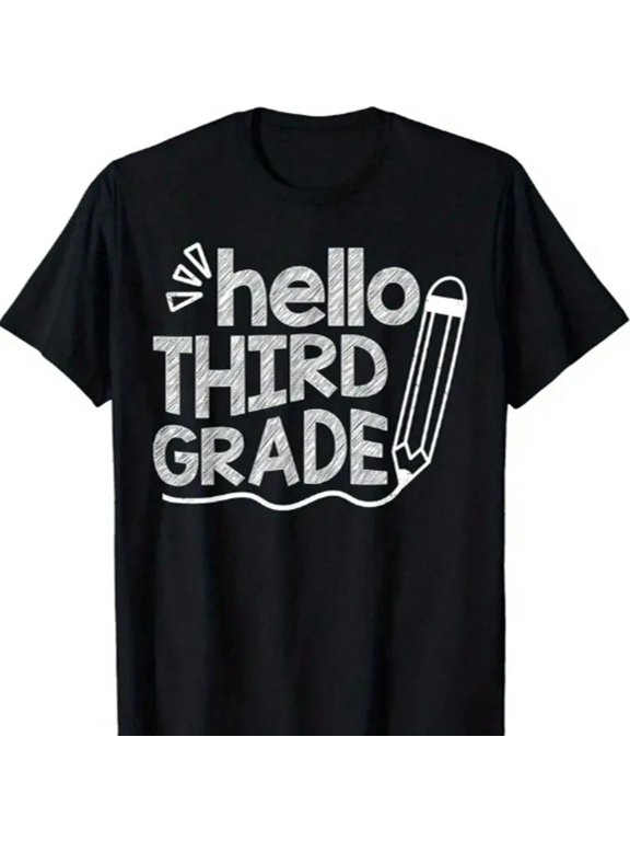 Hello Third Grade BackTo School 3rd Grade Teacher Boys Girls T-Shirt, T-Shirt for Kids Youth, 180gsm, 100% Cotton