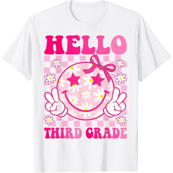 Hello Third Grade Coquette Bow Back To School 3Rd Grade Girl T-Shirt Size S-5XL