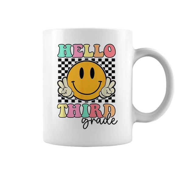 Hello Third Grade Groovy Retro First Day Back To School Coffee Mugs