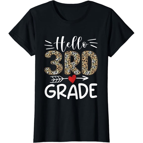 Hello Third Grade Leopard 1st Day Of School Team 3rd Grade T-Shirt