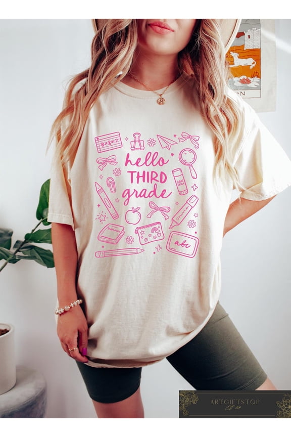 Hello Third Grade Shirt, Back To School T-shirt, 3rd Grade Teacher Shirt, Grade 3 Shirt, Third Grader, Third Grade Teacher Team Shirts, F4005 All Size S-5Xl