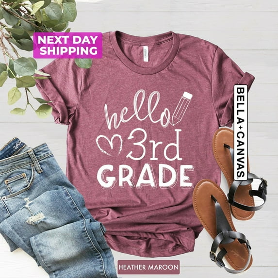 Hello Third Grade Shirt, Third Grade Teacher, 3rd Grade,Teacher Shirts, Back to School Shirt, Gifts For Teachers, First Day of School Shirt Sweatshirt All Size S-5XL