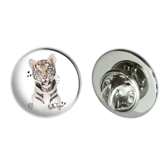 Hello Tiger Cub Jungle Kitten Cat Metal 0.75" Lapel Hat Pin Tie Tack Pinback