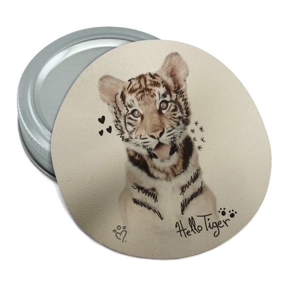 Hello Tiger Cub Jungle Kitten Cat Round Rubber Non-Slip Jar Gripper Lid Opener