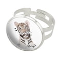 thumbnail image 1 of Hello Tiger Cub Jungle Kitten Cat Silver Plated Adjustable Novelty Ring, 1 of 4