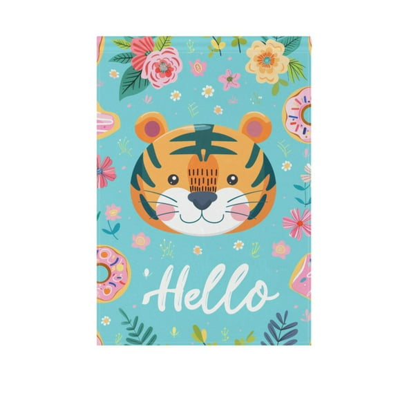 Hello Tiger Face Garden Flag 12X18 Double Sided Yard Flags for Outside Outdoor All Seasonal Decoration