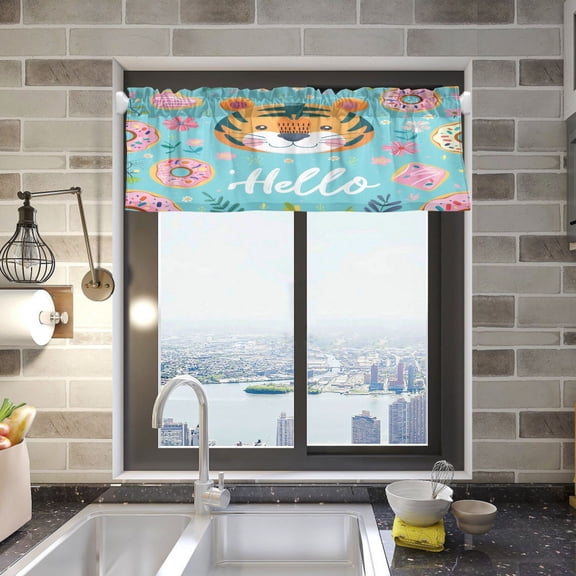 Hello Tiger Face Valance Curtains Rod Pocket for Kitchen Living Room Windows Farmhouse Decor 54x18