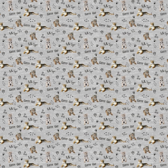 Hello Tiger Kitty Cat Paw Print Hearts Pattern Premium Roll Gift Wrap Wrapping Paper