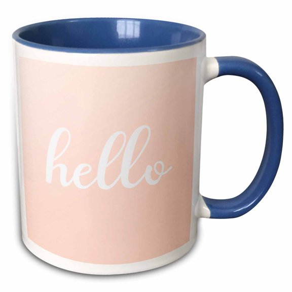 3drose, Hello-trendy Girly Funny Chic Motivation Words on Pink, 11oz Two-tone Blue Mug