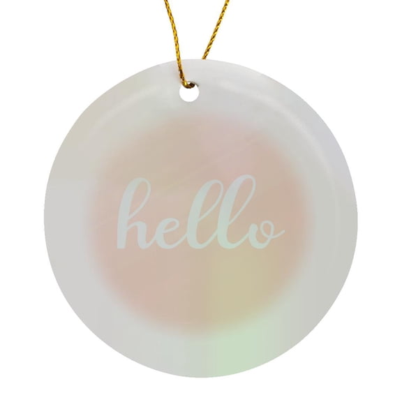 3drose, Hello-trendy Girly Funny Chic Motivation Words on Pink, Circle Porcelain Ornament