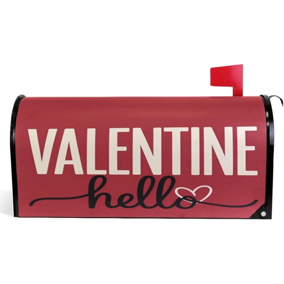 Hello Valentine Red Full Magnetic Mailbox Covers Love Heart Valentines Gift Mailbox Cover Standard Size Magnet Garden Yard Porch Mail Boxes Cover Holiday Decorations 21" L x 18" W