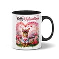 thumbnail image 1 of Hello Valentine’s Day Abyssinian Flower Crown Romantic Pink Floral 11oz Accent Two-tone Mug Cat Lover Kitten Owner Gifts Coffee Tea Cup - 00031, 1 of 5