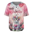 thumbnail image 1 of Hello Valentine’s Day American Shorthair Flower Crown Romantic Pink Floral All Over Print 3D Baseball Shirt Cat Lover Kitten Owner Gifts Softball Sport - 00031, 1 of 6