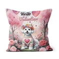 thumbnail image 1 of Hello Valentine’s Day Bichon Frise Flower Crown Romantic Pink Floral Pillow Cushion Double Sided Bichons Dog Lovers Gifts Idea Throw Pillow - 00031, 1 of 4