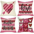 thumbnail image 1 of Hello Valentine''s Day Decorative Throw Pillow Covers 20 x 20 Set of 4, Pink Red Heart Arrow Love is All You Need Outdoor Pillowcase, Stripes Anniversary Wedding Cushion Case Home Decor, 1 of 6