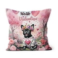 thumbnail image 1 of Hello Valentine’s Day French Bulldog Flower Crown Romantic Pink Floral Pillow Cushion Double Sided Dog Lover Gifts Throw Pillow - 00031, 1 of 4