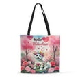 thumbnail image 1 of Hello Valentine’s Day Maltese Flower Crown Romantic Pink Floral All Over Print 3D Canvas Tote Bag Maltese Dog Lover Gifts Idea Reusable Handbag - 00031, 1 of 5