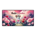 thumbnail image 1 of Hello Valentine’s Day Manx Flower Crown Romantic Pink Floral Desk Mat Full Keyboard Mouse Pad Cat Lover Kitten Owner Gifts Large Mousepad - 00031, 1 of 5