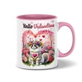 thumbnail image 1 of Hello Valentine’s Day Ragdoll Flower Crown Romantic Pink Floral 11oz Accent Two-tone Mug Cat Lover Kitten Owner Gifts Idea Coffee Tea Cup - 00031, 1 of 5