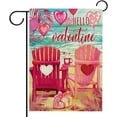 thumbnail image 1 of Hello Valentine''s Day Sea Chair Garden Flag Double Sided, Pink Love Heart Palm Leaves Beach Coastal Decorative Yard Outdoor Home Small Decor, Anniversary Wedding Outside House Decoration 12.5x18, 1 of 6