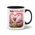 thumbnail image 1 of Hello Valentine’s Day Vizsla Flower Crown Romantic Pink Floral 11oz Accent Two-tone Mug Vizslas Dog Lover Gifts Idea Coffee Tea Cup - 00031, 1 of 5