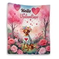 thumbnail image 1 of Hello Valentine’s Day Vizsla Flower Crown Romantic Pink Floral Quilt Blanket Vizslas Dog Lover Gifts Idea Cozy Comforter Throw Blanket - 00031, 1 of 5