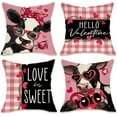thumbnail image 1 of Hello Valentines Day Cow Heifer Decorative Throw Pillow Covers 16 x 16 Set of 4, Pink Sweet Love Heart Plaid Porch Outdoor Pillowcase, Farmhouse Anniversary Wedding Cushion Case Home Decor, 1 of 5
