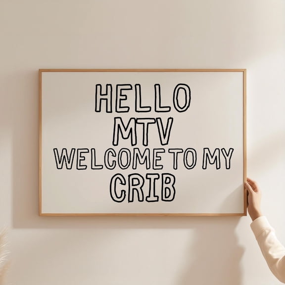 Hello Welcome To My Crib Retro Poster, Unframed Paper Poster 8x10in