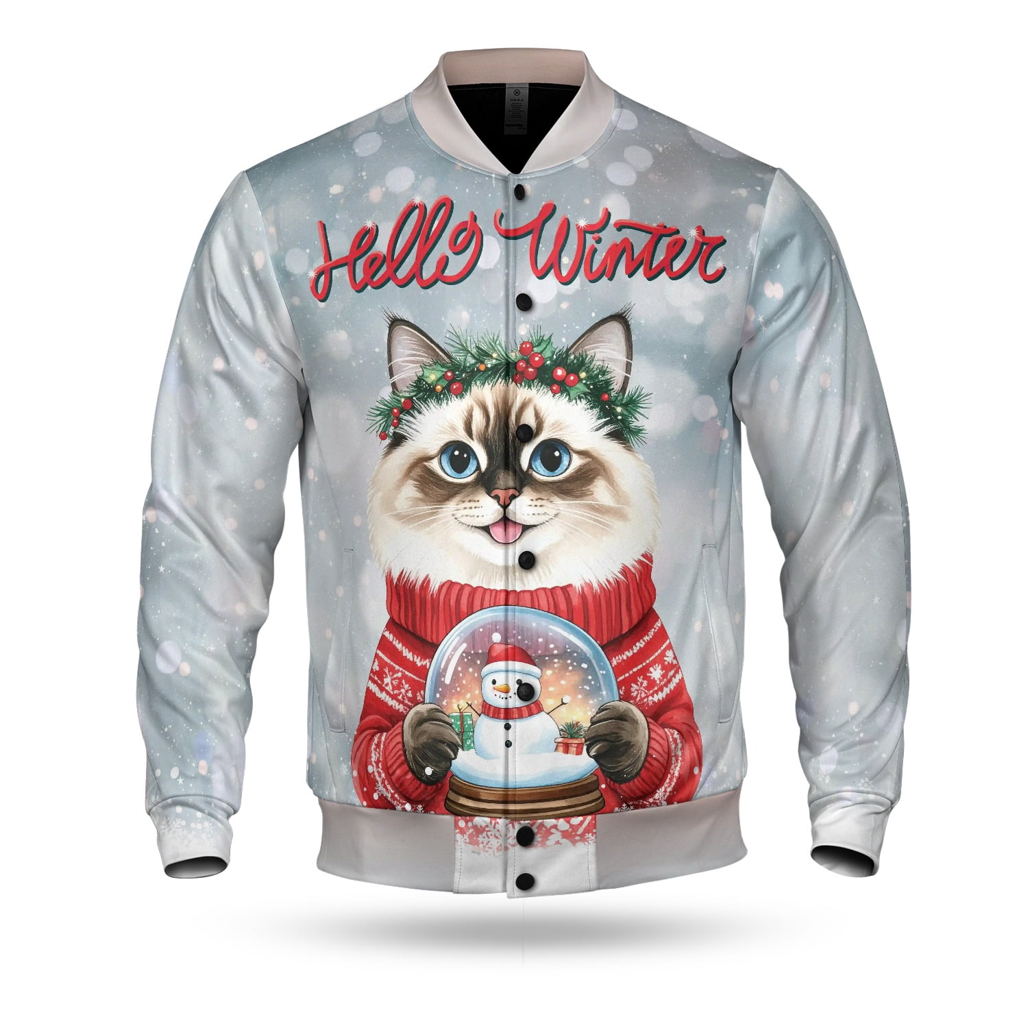Hello Welcome Winter Ragdoll Holding Snow Globe Snowman All Over Print ...