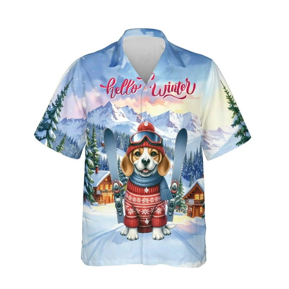 Hello Welcome Winter The Ski Beagle Snowy Day Hawaiian Shirt Breathable Summer Unisex Merch Beagles Dog Lover Gifts Idea - 13013