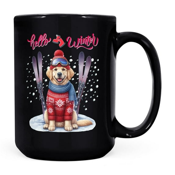 Hello Welcome Winter The Ski Golden Retriever Snowy Day Mug Goldens Dog Lover Gifts Idea Coffee Tea Cup - 13013
