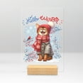 thumbnail image 1 of Hello Winter Abyssinian Smiling in Red Scarf Hat Welcome Christmas Acrylic Plaque Sign Ashwood Base Cat Lover Kitten Owner Gifts Home Desk Decor - 00017, 1 of 5