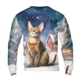thumbnail image 1 of Hello Winter Abyssinian Welcome Snowy Night Watercolor Vintage All Over Print 3D Sweatshirt Unisex Merch Cat Lover Kitten Owner Gifts - 01011, 1 of 6