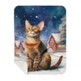 thumbnail image 1 of Hello Winter Abyssinian Welcome Snowy Night Watercolor Vintage Cozy Sherpa Blanket Cat Lover Kitten Owner Gifts Warm Soft Throw Blanket - 01011, 1 of 5