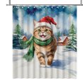thumbnail image 1 of Hello Winter American Shorthair Frosty Morning Walk Welcome Snowy Christmas Shower Curtain Cat Lover Kitten Owner Gifts Waterproof Bathroom Bathtub Curtain - 02018, 1 of 5