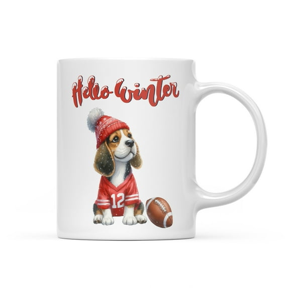 Hello Winter Beagle Football Snowman Welcome Snowy Morning Mug Beagles Dog Lover Gifts Idea Coffee Tea Cup - 01012
