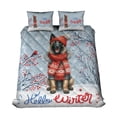 thumbnail image 1 of Hello Winter Belgian Malinois Smiling in Red Scarf Hat Welcome Christmas Quilt Bedding Set Sheepdog Dog Lover Gifts 1 Blanket Bed Cover 2 Pillowcases - 00017, 1 of 5